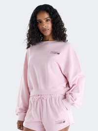 New Balance Trackside French Terry Crew Women Lifestyle Sweatshirt Pink Chalk