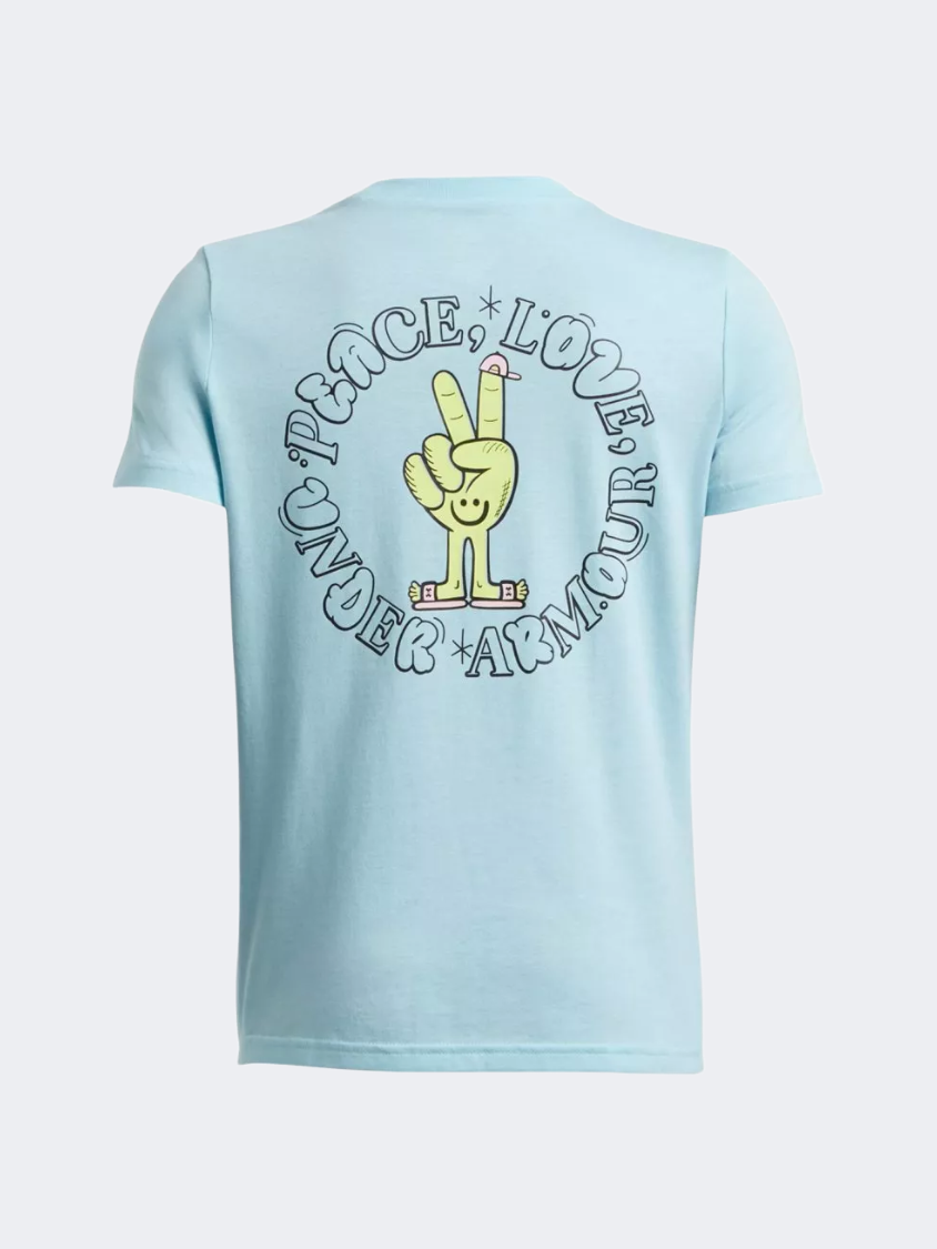 Under Armour B Peace Love Ua Boys Lifestyle T-Shirt Blue/Sonic Yellow