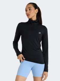 New Balance Sport Quarter Zip Women Performanc Long Sleeve Black