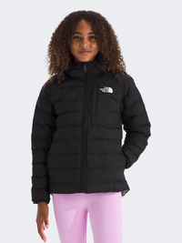 The North Face Reversible Perrito Hooded Girls Lifestyle Jacket Black/Smoked Pearl