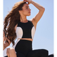 Wiskii Color-Block Racerback Sports Women Sportswear Bra Black Ivory