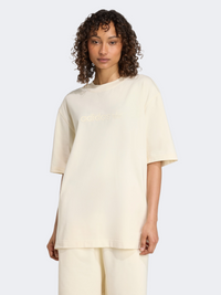 Adidas Essentials Linear Oversized Women Original T-Shirt Cream White