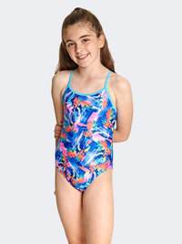 Zoggs Digital Geo Sprintback Kids-Girls Swim Monokini Blue/Multicolor