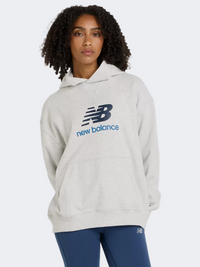 New Balance Athletics French Terry Logo Women Lifestyle Hoody Ash Heather