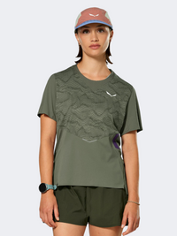 Salewa Pedroc Tech Dry Ton Women Hiking T-Shirt Faded Green