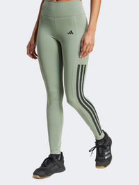 Adidas Optime 3 Stripes Women Training Tight Silver Green