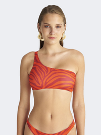 Blu 4U One Shoulder Bikini Top Women Beach Bra Red