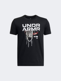 Under Armour Hoops Net Boys Basketball T-Shirt Black/White