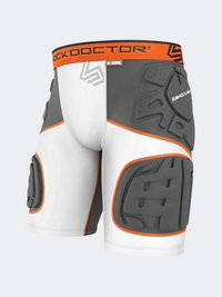 Shock Doctor Ultra Shockskin 5 Pad Extended Thigh Impact Unisex Multisport Short White/Orange/Grey