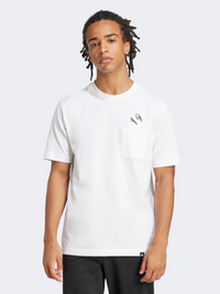 Adidas Lounge Slides Graphic Pocket Men Sportswear T-Shirt White