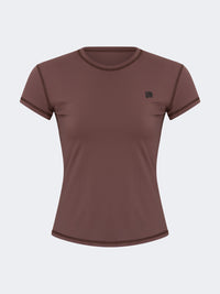 Oil And Gaz Comfortable Women Lifestyle Crew Neck T-Shirt Brown