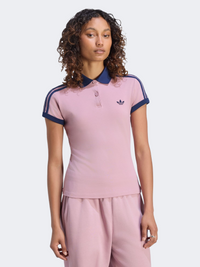 Adidas 3 Stripes Women Originals Polo Short Sleeve Magic Mauve
