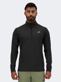 New Balance Space Dye 1/4 Zip Men Performance Long Sleeve Black Heather
