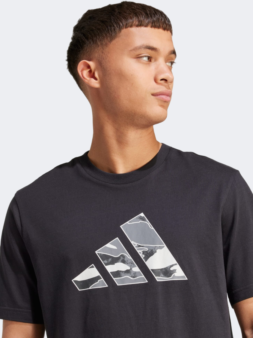 Adidas Camo Logo Graphic Men Sportswear T-Shirt Black