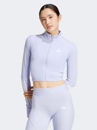 Adidas Hyperglam Full Zip Ribbed Women Training Tracksuit Violet Tone