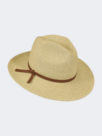 Stamion Fedora Ribbon Leather Strap Men Beach Hat Light Brown