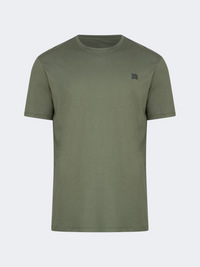 Oil And Gaz Big Size Men Lifestyle Round Neck T-Shirt Olive