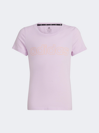 Adidas Lin Kids-Girls Sportswear T-Shirt Bliss Lilac/Orange