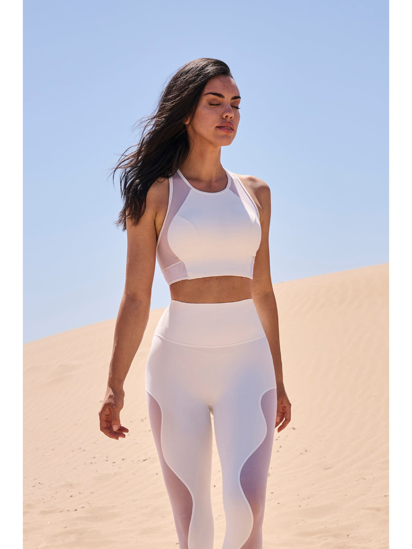 Wiskii Mesh Racerback Sports Women Sportswear Bra Ivory