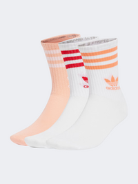 Adidas Crew 3 Stripes Women Original Sock White/Glow Pink