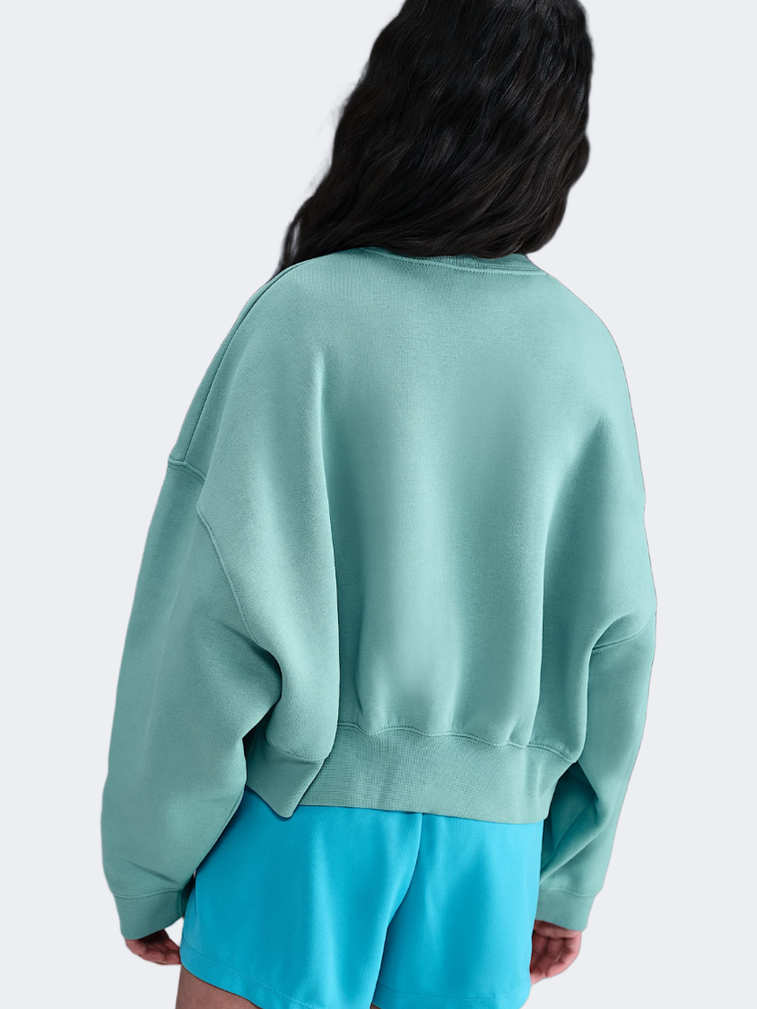 Nike Sportswear Cropped Fleece Girls Lifestyle Sweatshirt Cannon/Turquoise