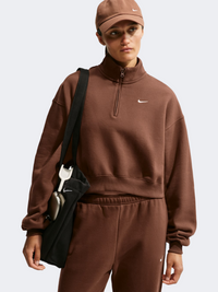 Nike Studio Fleece Oversized Cropped Women Lifestyle Long Sleeve Cacao Wow/Sail