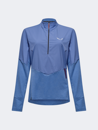 Salewa Pedroc Dry Wind Half Zip Women Hiking Sweatshirt Morning Blue
