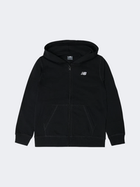 New Balance French Terry Small Logo Full Zip Kids-Boys Lifestyle Hoody Caviar Black