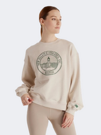 New Balance Athletics French Terry Crest Oversized Women Lifestyle Sweatshirt Linen Heather