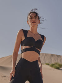 Wiskii Elegant Corset Sports Women Sportswear Bra Black