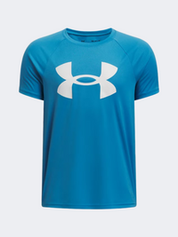Under Armour Tech Big Logo Boys Training T-Shirt Ether Blue/White