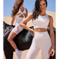 Wiskii High-Waisted Mesh Breeze Women Sportswear Tight Ivory