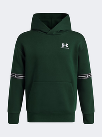 Under Armour Icon Fleece Taped Boys Lifestyle Hoody Forrest Green/White