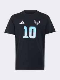 Adidas Messi Name And Number Graphic Kids-Boys Football T-Shirt Black