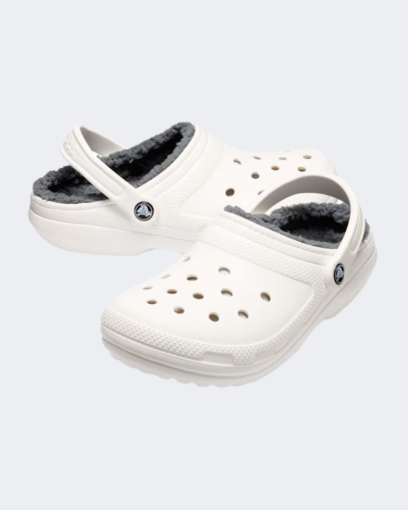 Crocs Classic Lined Clog Unisex Lifestyle Slippers White/Grey 203591-10M