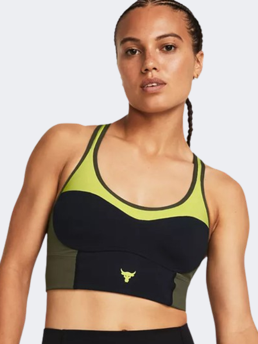 Under Armour Project Rock Lets Go Infinity Longline Women Training Bra Black/Marine Green