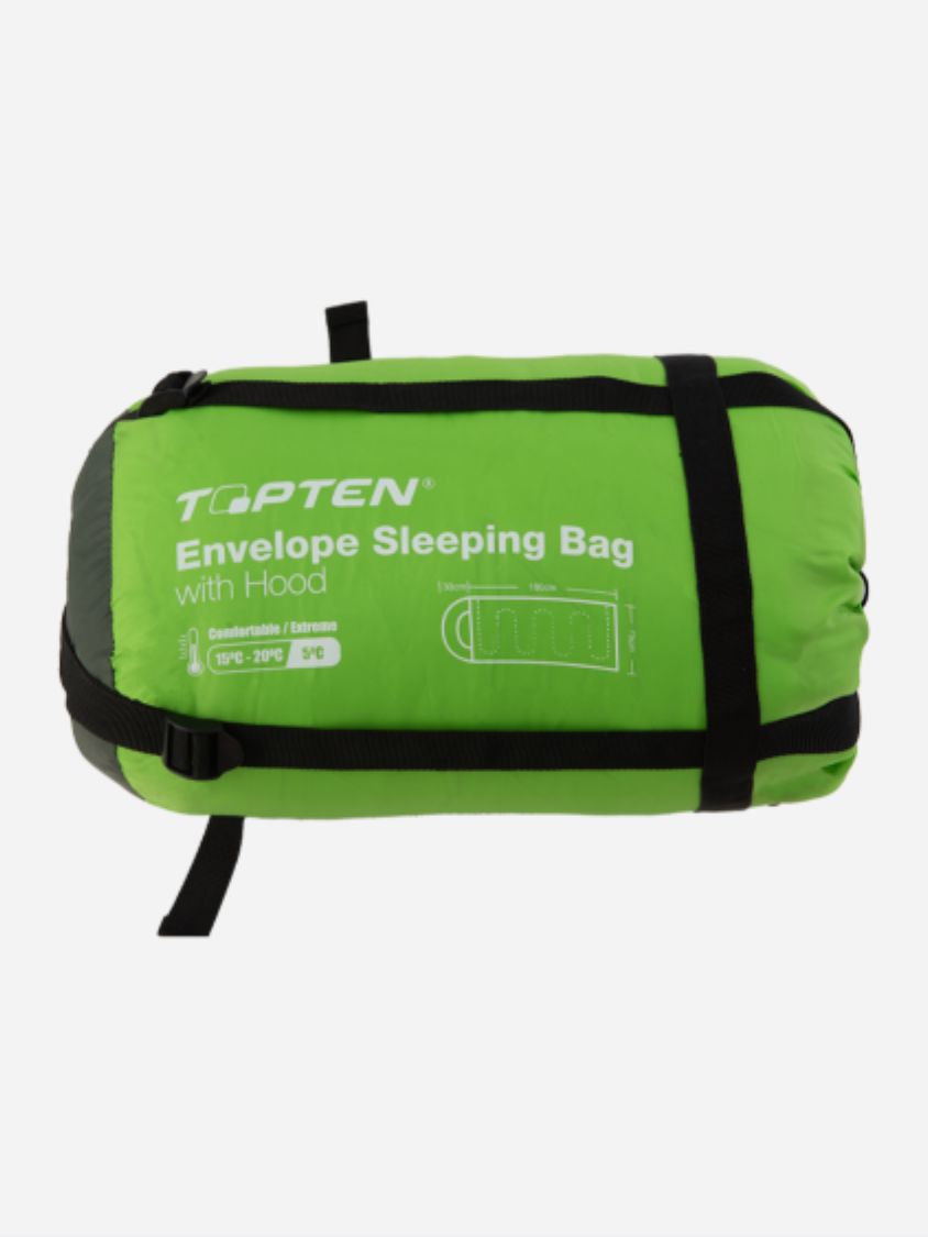 Topten Camping Rd-Sb08B Camping Sleeping Bag Dark Green/Lime
