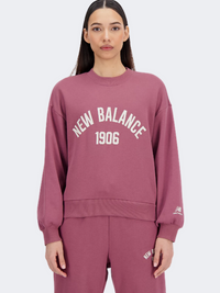 New Balance Essential Varsity Women Lifestyle Hoody Washed Burgundy