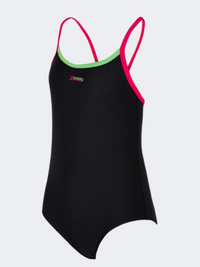 Zoggs Kerrawa Strikeback Girls Swim Monokini Black/Magento/Green