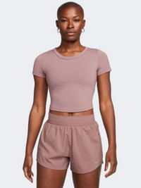 Nike One Fitted Women Training T-Shirt Smokey Mauve/White