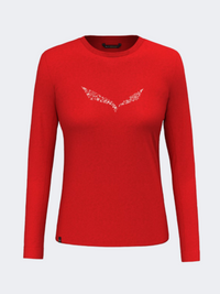 Salewa Solidlogo Dry Women Hiking Long Sleeve Red Flame