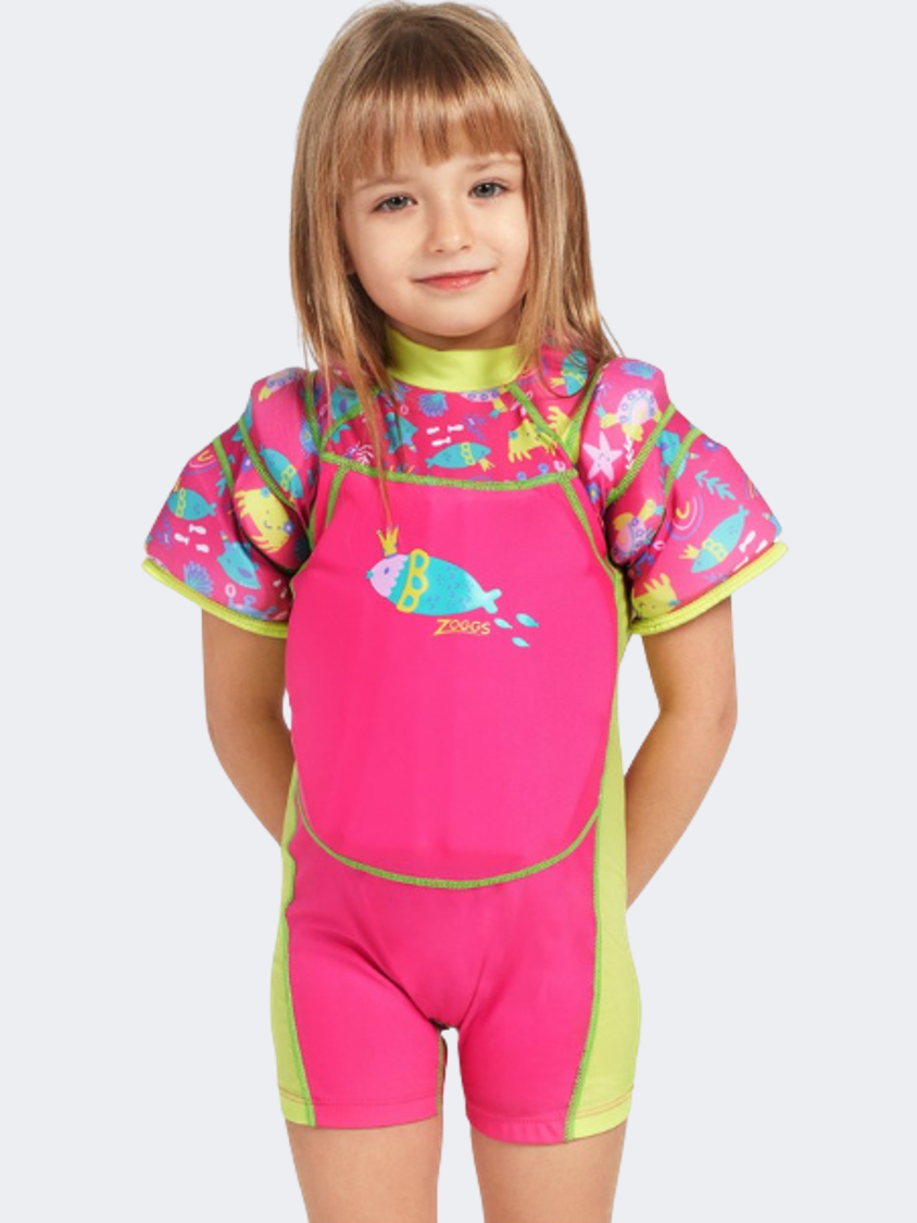 Zoggs Water Wings Floatsuit  Kids Swim Suit Pink/Yellow