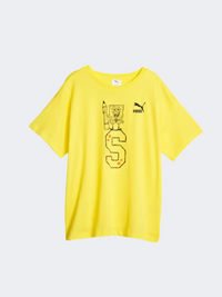 Puma X Spongebob Graphic Boys Lifestyle T-Shirt Lemon Meringue