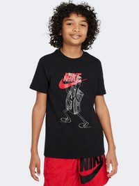 Nike Boxy Boys Lifestyle T-Shirt Black/Red/White