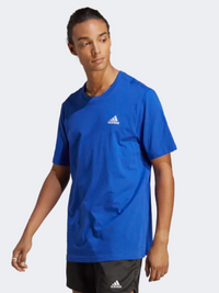 Adidas Essentials Single Jersey Embroidered Small Logo Men Sportswear T-Shirt Blue
