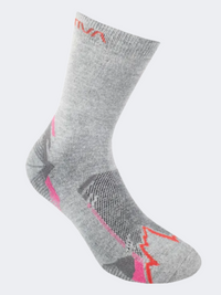 La Sportiva X Cursion Unisex Hiking Sock Grey/Cherry Tomato