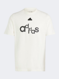 Adidas Graphic Print Men Sportswear T-Shirt Off White/Black