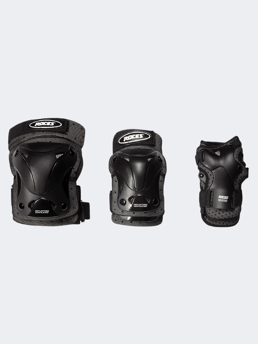 Roces Ventilated 3-Pack Unisex In Line Sk Protection Black