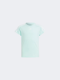 Adidas Essentials 3S Kids-Girls Sportswear T-Shirt Flash Aqua/White