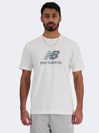 New Balance Stacked Logo Men Lifestyle T-Shirt White